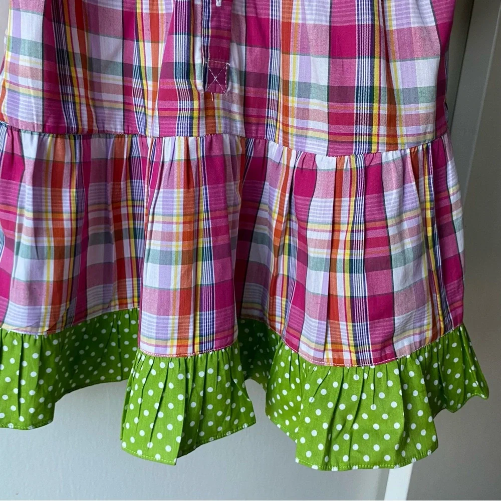 Smocked Dress 2T NWT New Pink Green Plaid Hearts Love 100% Cotton Polka Dots